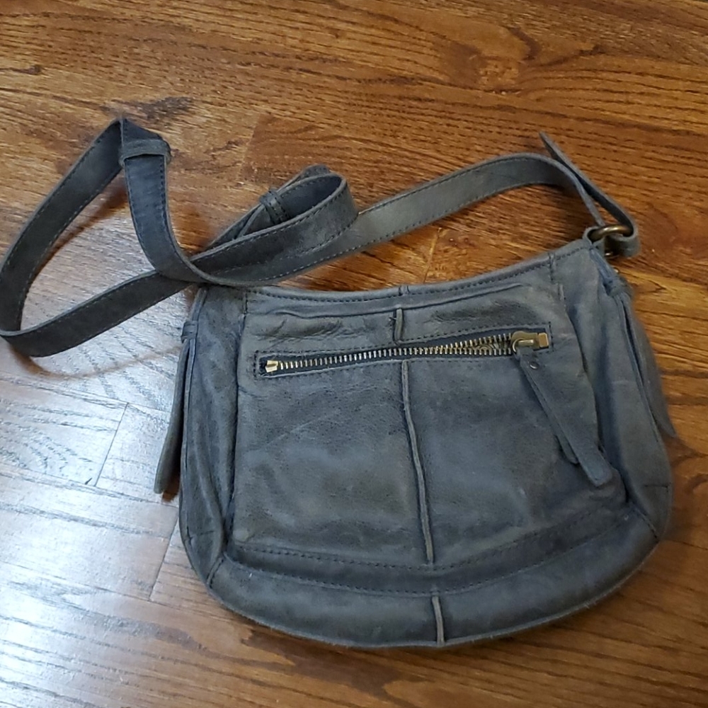 Blue Leather Crossbody Bag